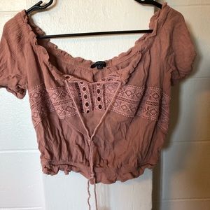 Pink Over the Shoulder Crop Top Bohemian